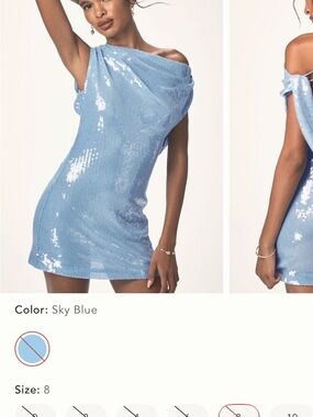 Anthropologie Sky Blue Sequin Mini Dress